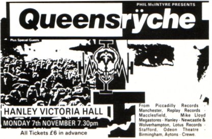 Queensryche in Hanley advert