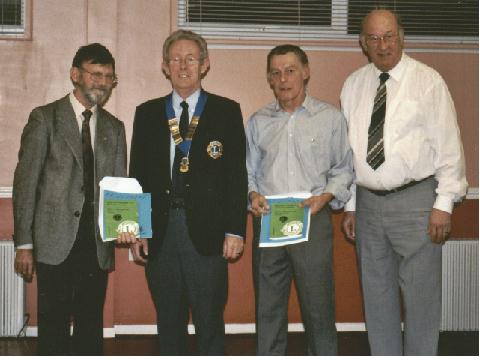 Photo, left to right, New member, John Shelby, President, Robert Briggs, New member, Dave Ingram, and Membership chairman, Phil Hathway