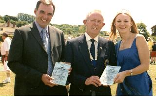 Photo, left to right, councillor John Gay, President Robert Briggs and the Carnival Queen, Charlotte Heatley