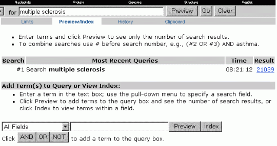 Preview/Index screen