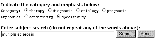 Clinical Queries Screen