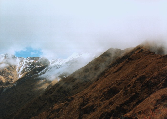 View up Darsinge ridge to Budzunga Bara (lowest notch in centre)
