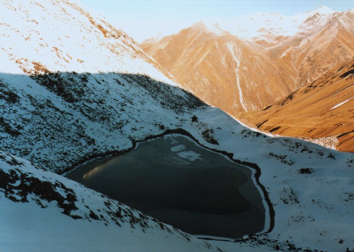 View down Budzunga Kharka towards Churren Himal base camp from Budzunga Bara