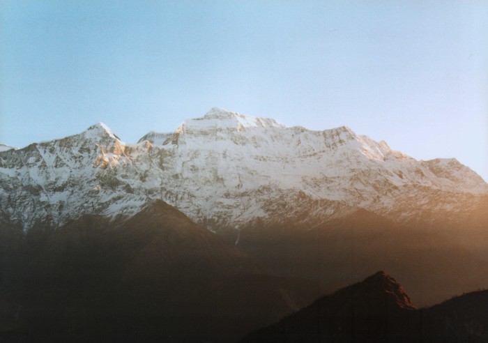 Gurja Himal at dawn from pass below Barse