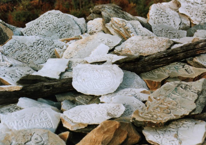 Buddhist mani stones at Dhorpatan