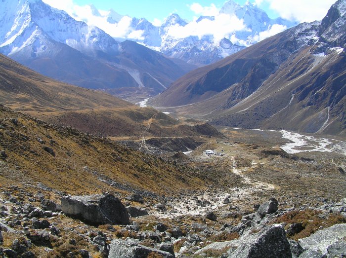 View south to Thuklha from the Khumbu Glacier terminal moraine