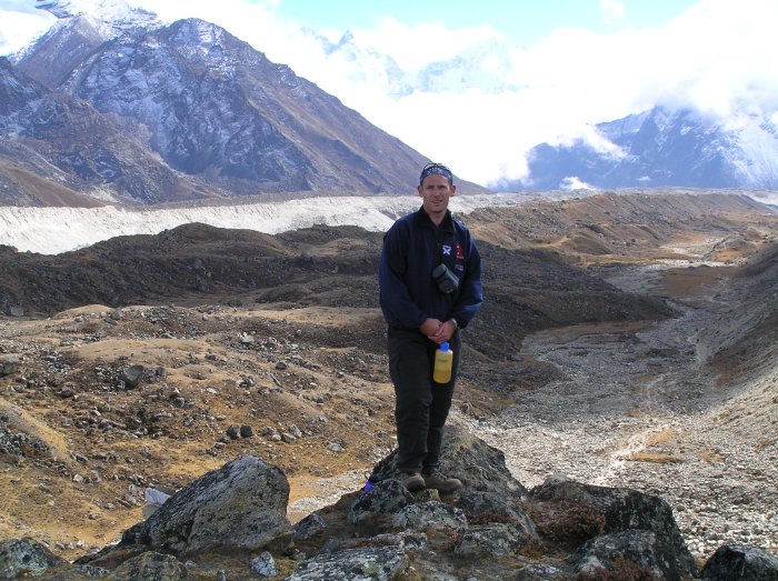 On top of the Khumbu Glacier lateral moraine en route to Gorak Shep