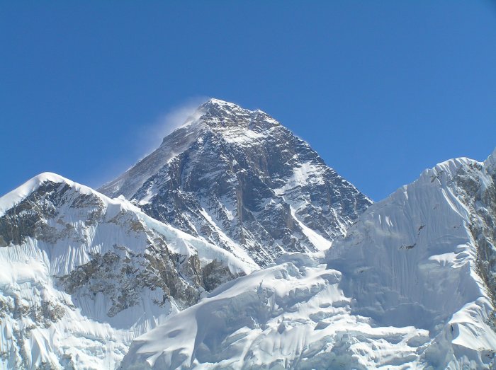 Summit cone of Everest (8848m) viewed on ascent of Kala Pattar