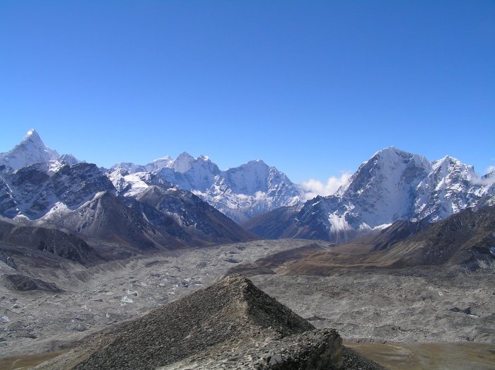View south down Khumbu Glacier from summit of Kala Pattar