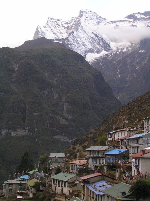 View west across Namche from the Khumbu Lodge