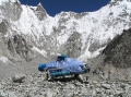 Helicopter wreckage at Everest Base Camp