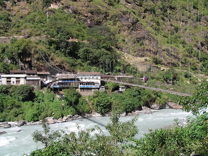 Suspension bridge across the Marsyangdi at Syange